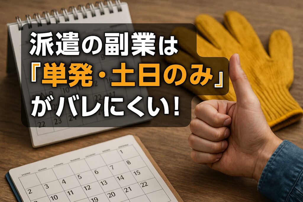派遣の副業は「単発」「土日のみ」がバレにくい!“給与所得”のリスクを最小化する理由とおすすめアプリ