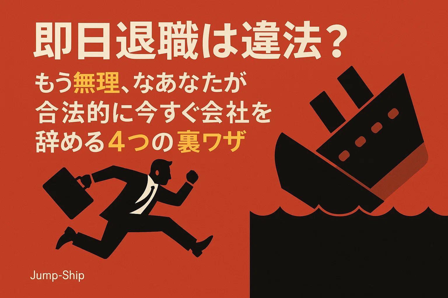 即日退職は違法?もう無理、なあなたが合法的に今すぐ会社を辞める4つの裏ワザ