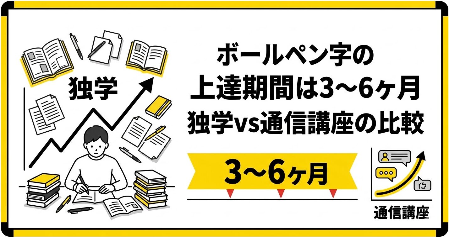 ボールペン字の上達期間は3〜6ヶ月｜独学vs通信講座の比較と上達を早める3つのテクニック | 実用ボールペン字.com