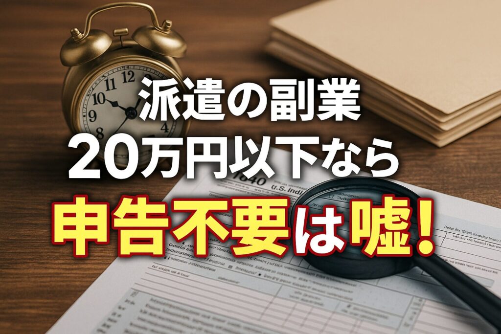 派遣の副業「20万円以下」なら申告不要は嘘！バレる本当の理由（住民税）と安全な所得の種類