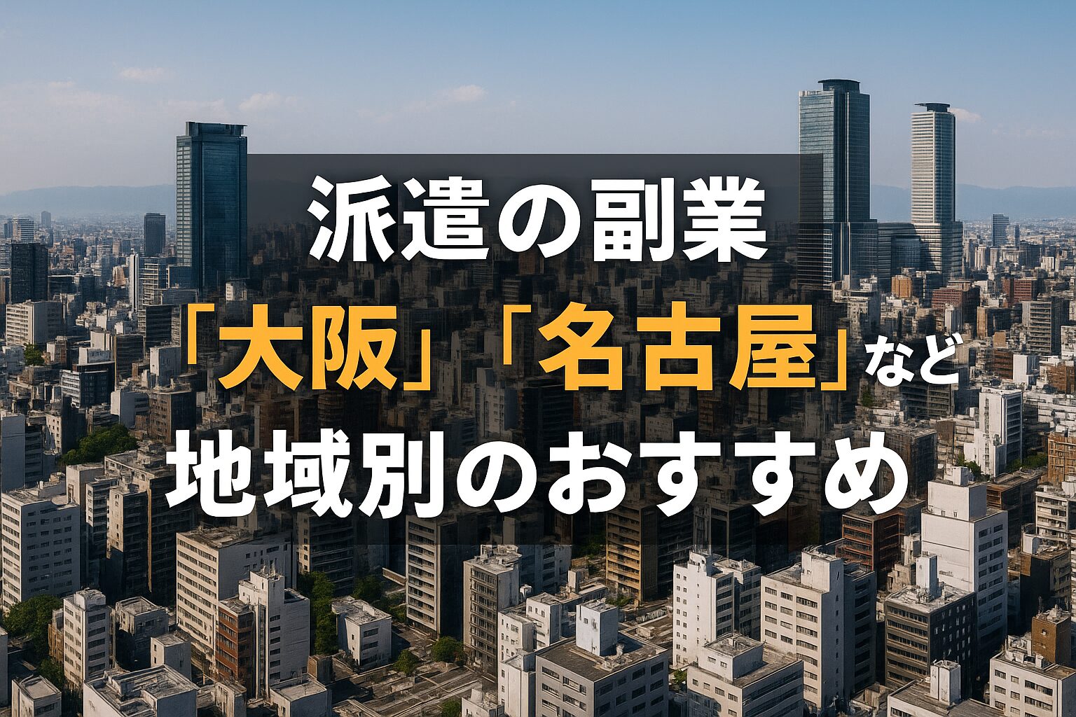 派遣の副業「大阪」「名古屋」など 地域別のおすすめ